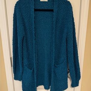 Cozy Teal Open-Front Sweater